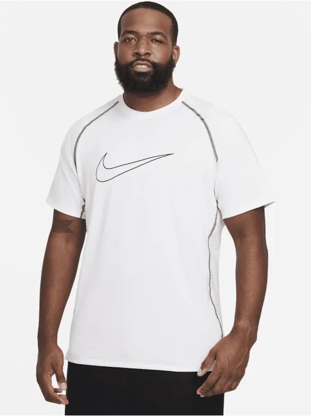 Men’s Nike Pro Dri-FIT Slim Fit Short-Sleeve Top - Size XL - White & Black